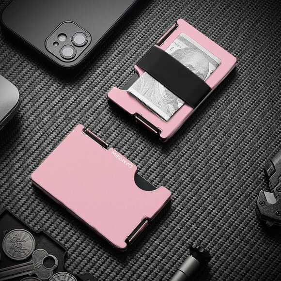 Metal Wallet Women Aluminum Slim RFID Block Cash Pocket Compact - Picture 4 of 6